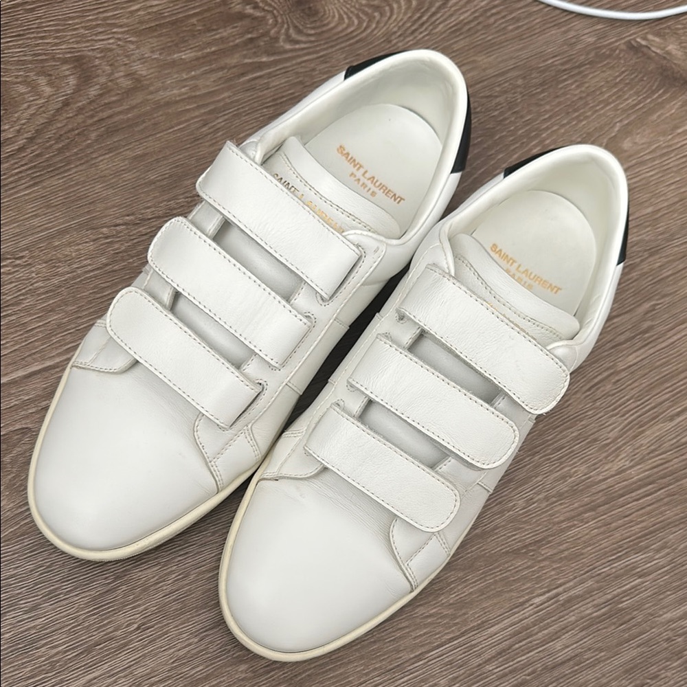 Saint Laurent Velcro Strap White Sneakers